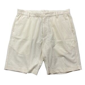 FootJoy Seersucker Golf Shorts Men 36 Yellow Chino Camp Club FJ Performance